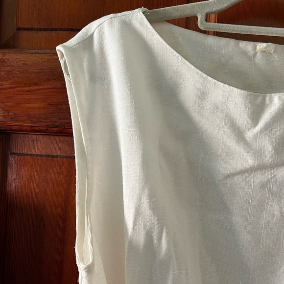 50s Style Vintage 80s Dress Size XL, White & Blue Colorblock, Belted Rockabilly - Picture 5 of 9